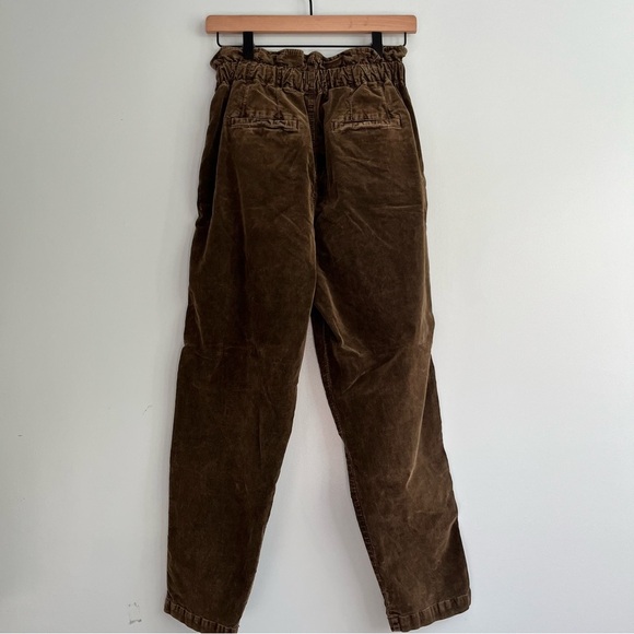 Free People Margate Pleated Trouser Women's XS PaperBag Waist Boho Brown Green - Picture 5 of 12